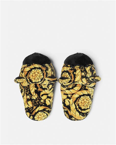 versace bear|Teddy Bear Barocco Kids Slippers Black,Print .